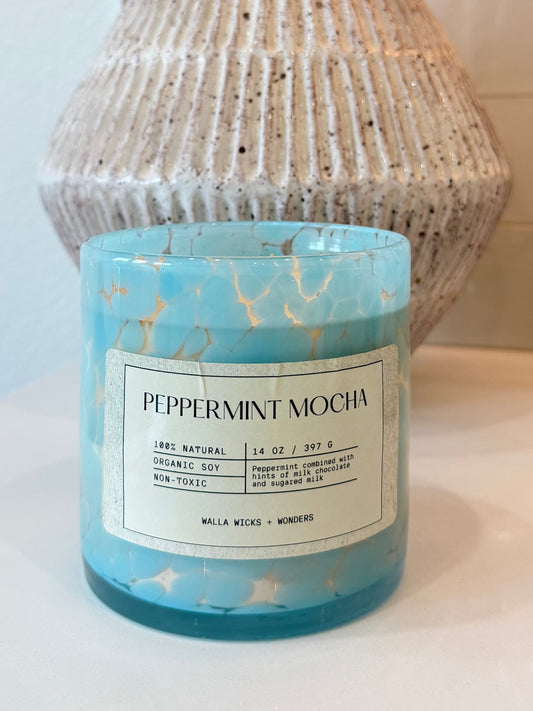 Peppermint Mocha Hand Blown Glass Jar