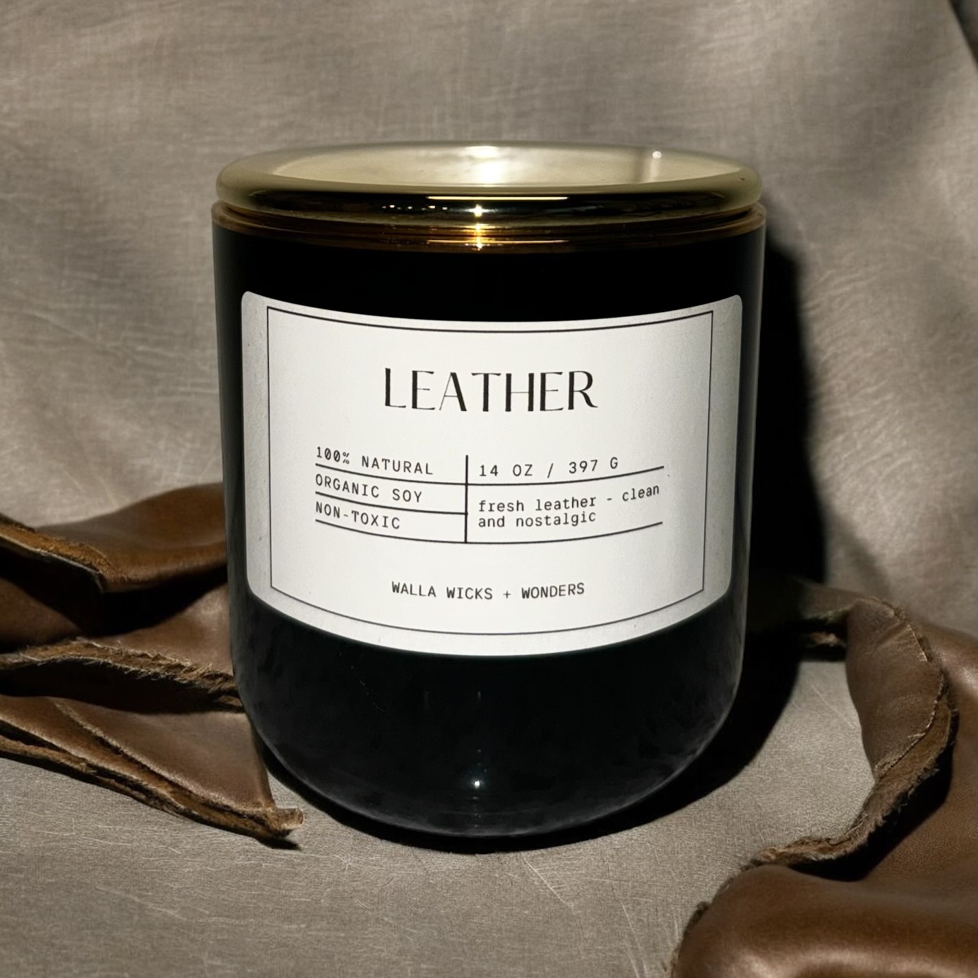 Leather Glass Jar + Lid