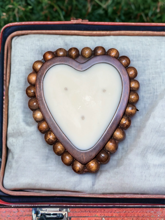 Beaded Heart Wooden Dough Bowl