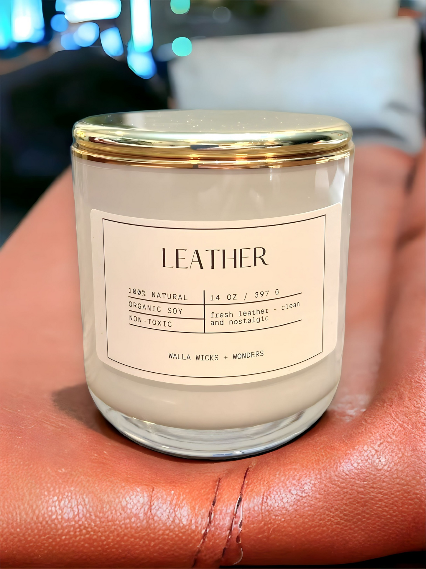 Leather Glass Jar + Lid