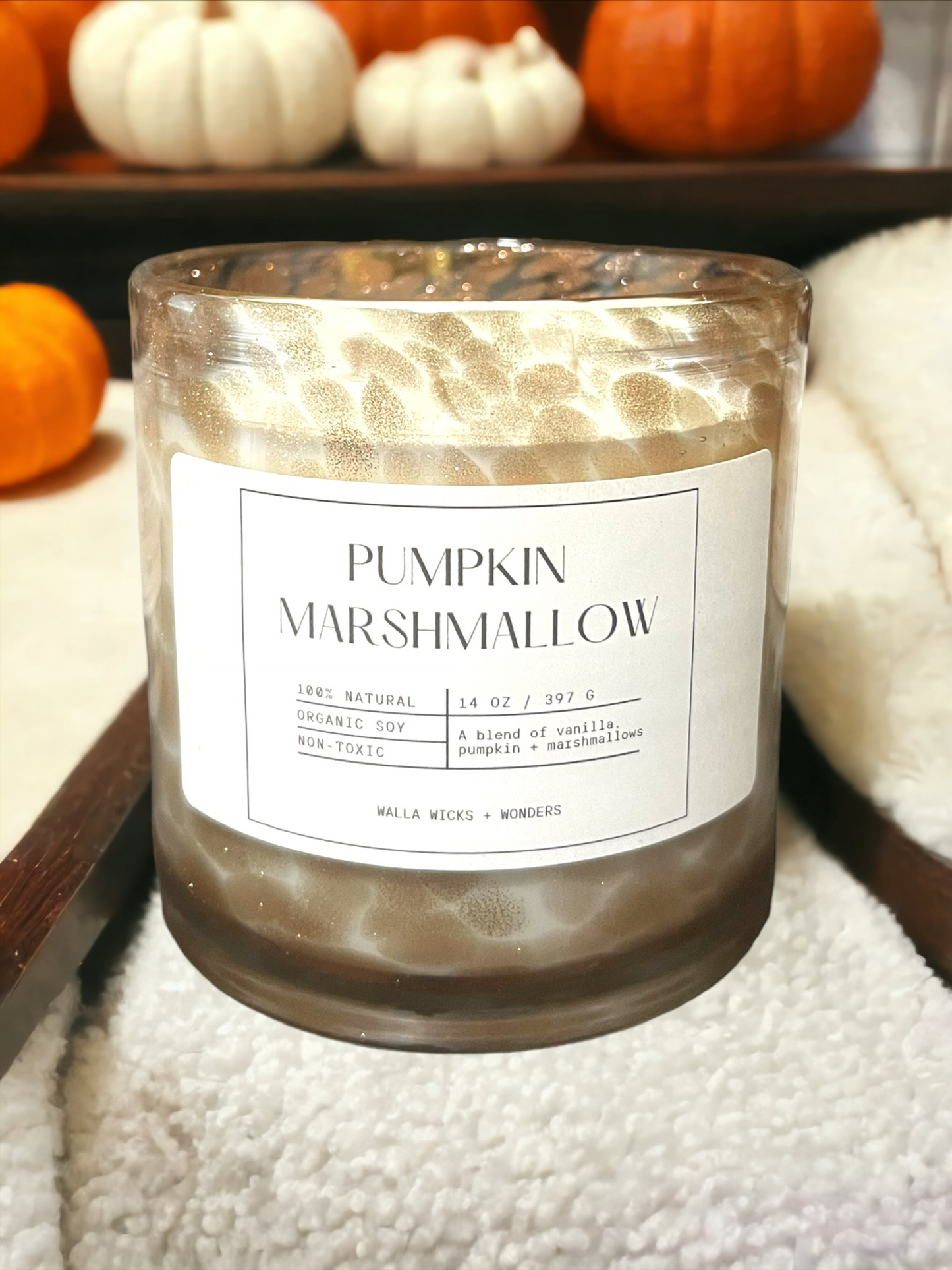 Pumpkin Marshmallow Hand Blown Glass Jar