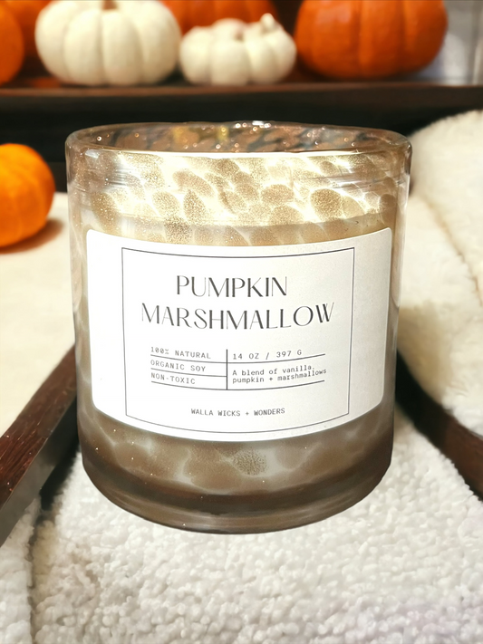 Pumpkin Marshmallow Hand Blown Glass Jar