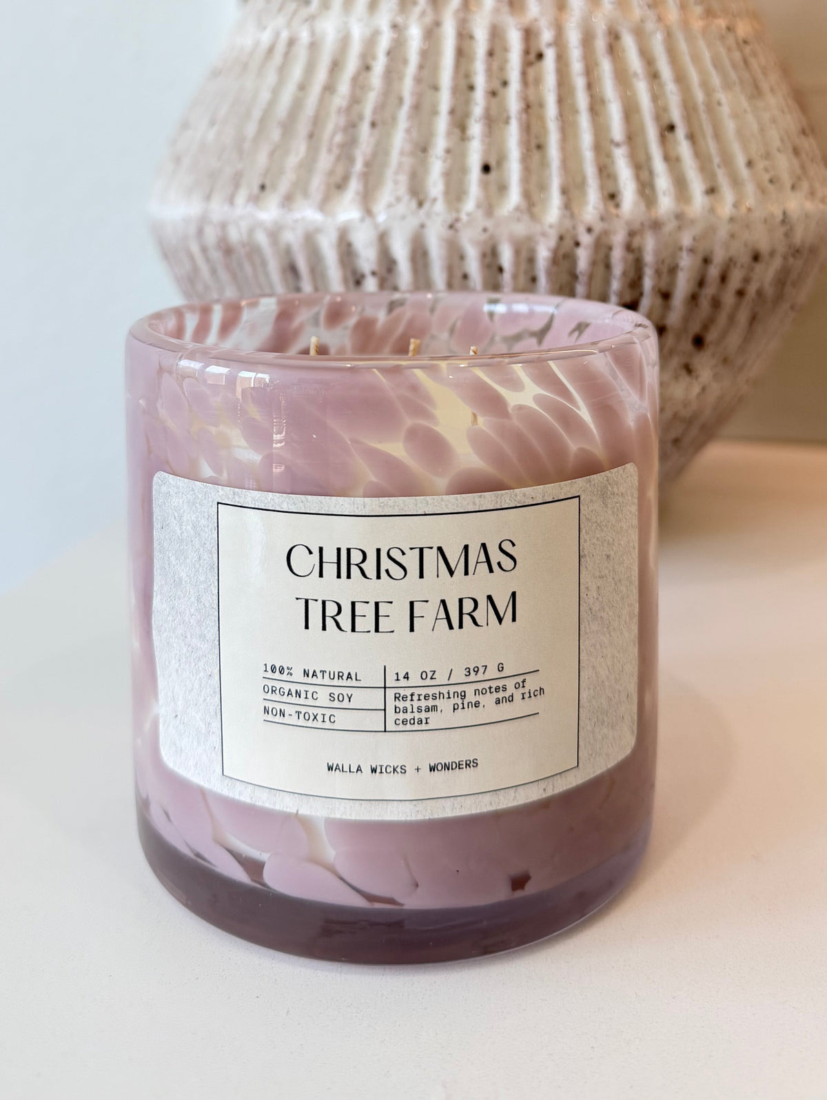 Christmas Tree Farm Hand Blown Glass Jar