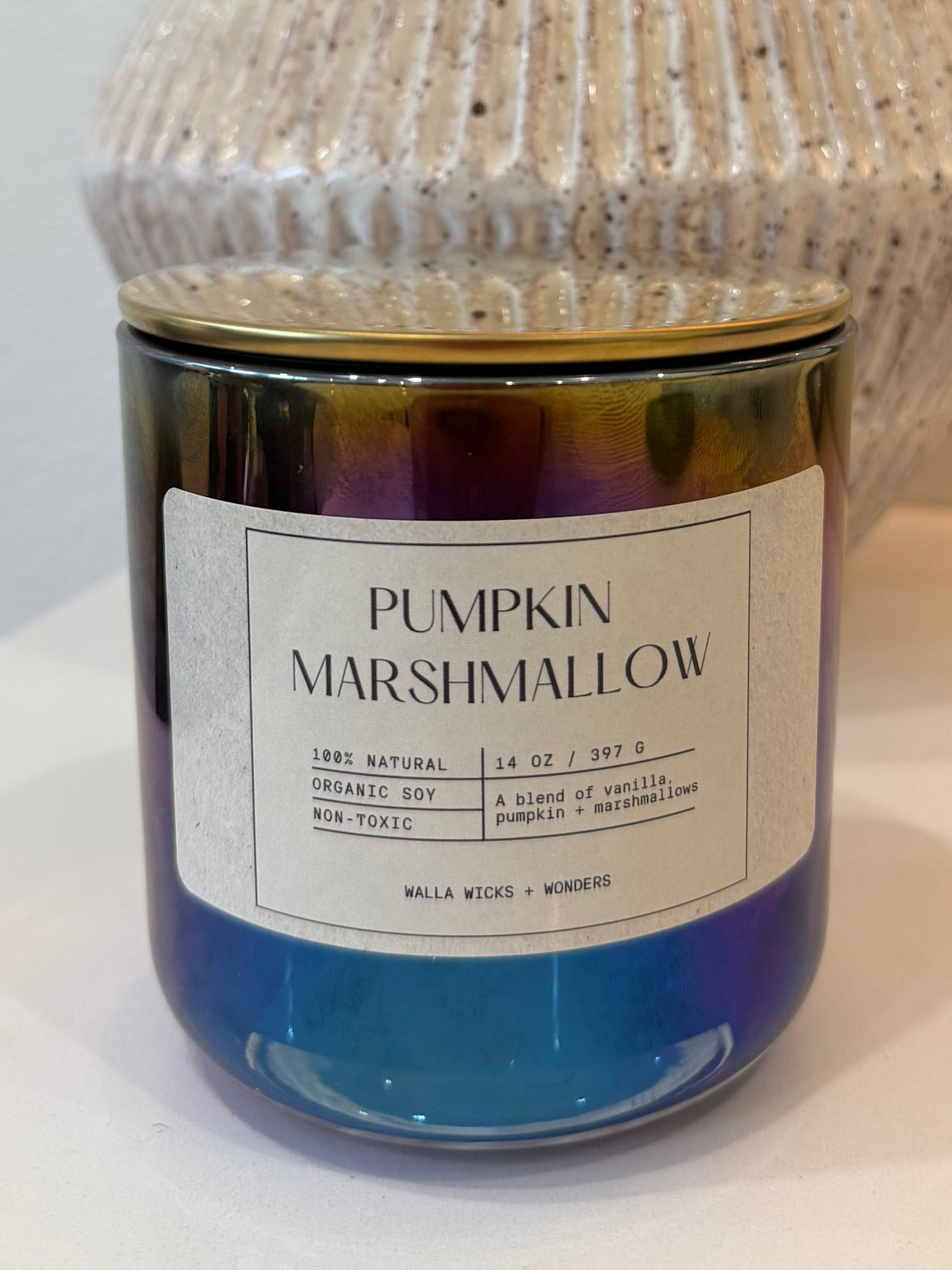 Pumpkin Marshmallow Hand Blown Glass Jar