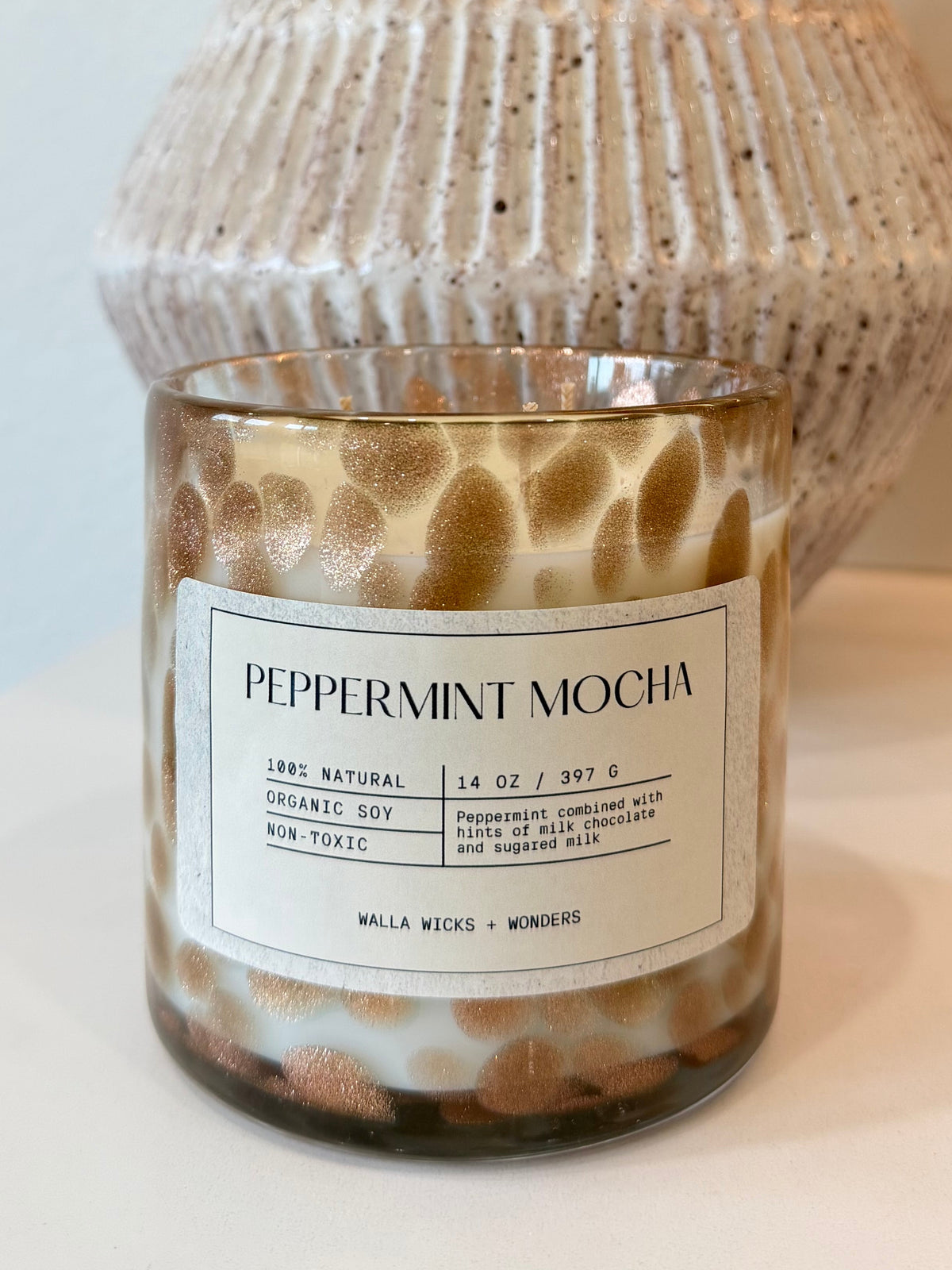 Peppermint Mocha Hand Blown Glass Jar