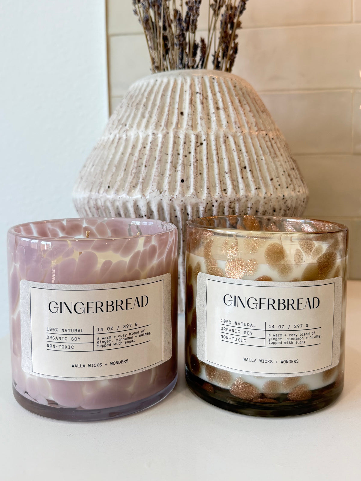 Gingerbread Hand Blown Glass Jar