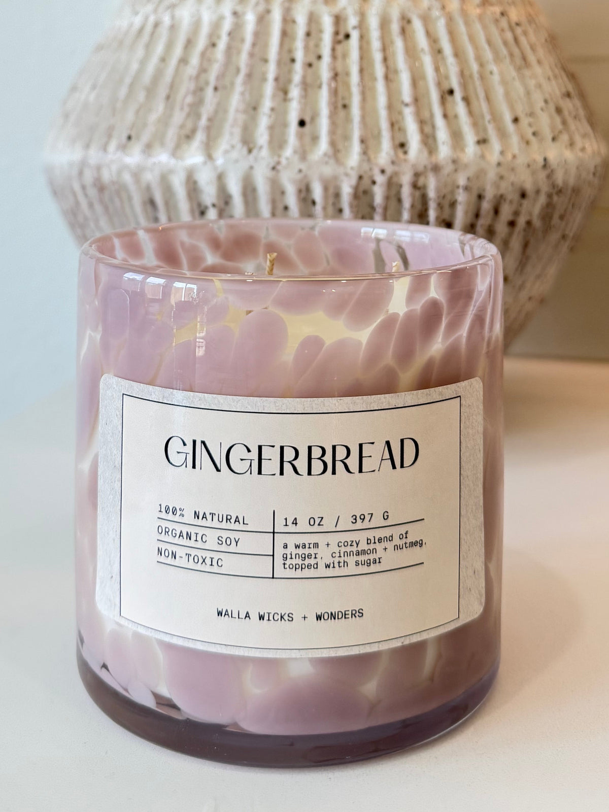 Gingerbread Hand Blown Glass Jar
