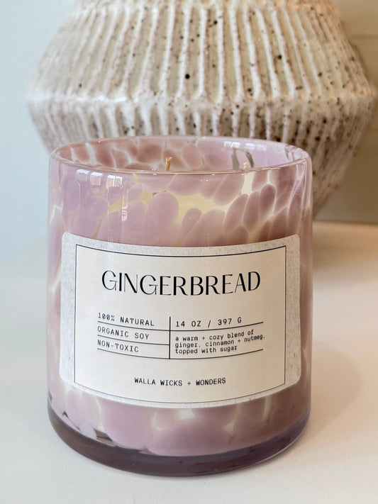 Gingerbread Hand Blown Glass Jar