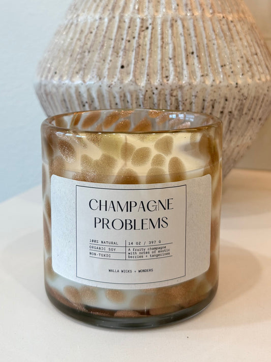 Champagne Problems Hand Blown Glass Jar