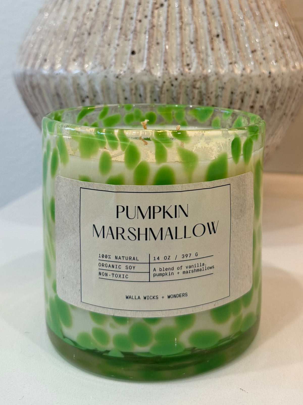 Pumpkin Marshmallow Hand Blown Glass Jar