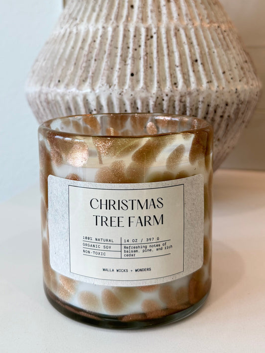 Christmas Tree Farm Hand Blown Glass Jar