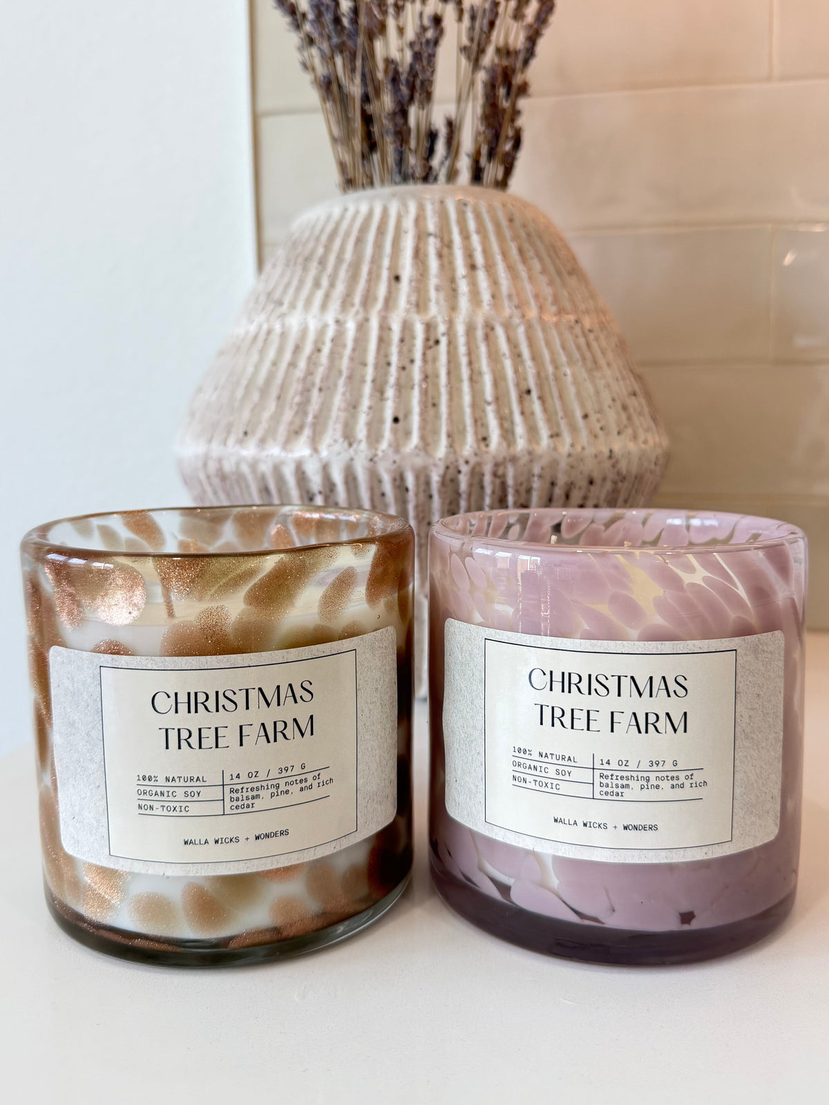 Christmas Tree Farm Hand Blown Glass Jar
