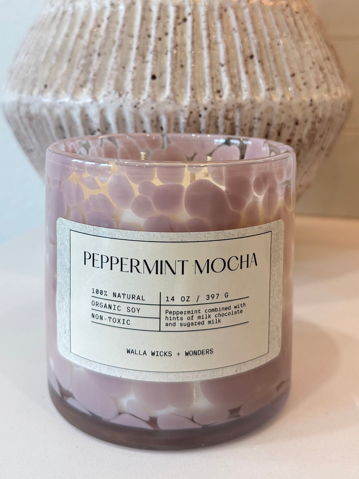 Peppermint Mocha Hand Blown Glass Jar