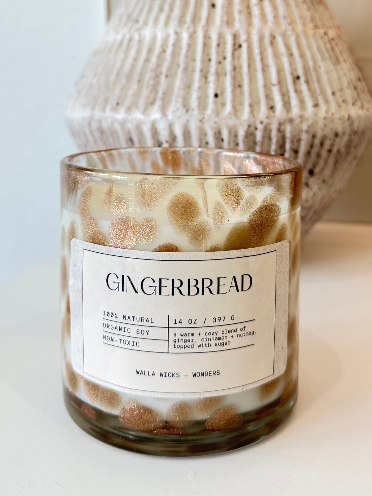 Gingerbread Hand Blown Glass Jar