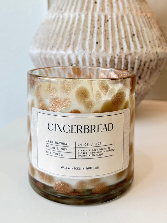 Gingerbread Hand Blown Glass Jar