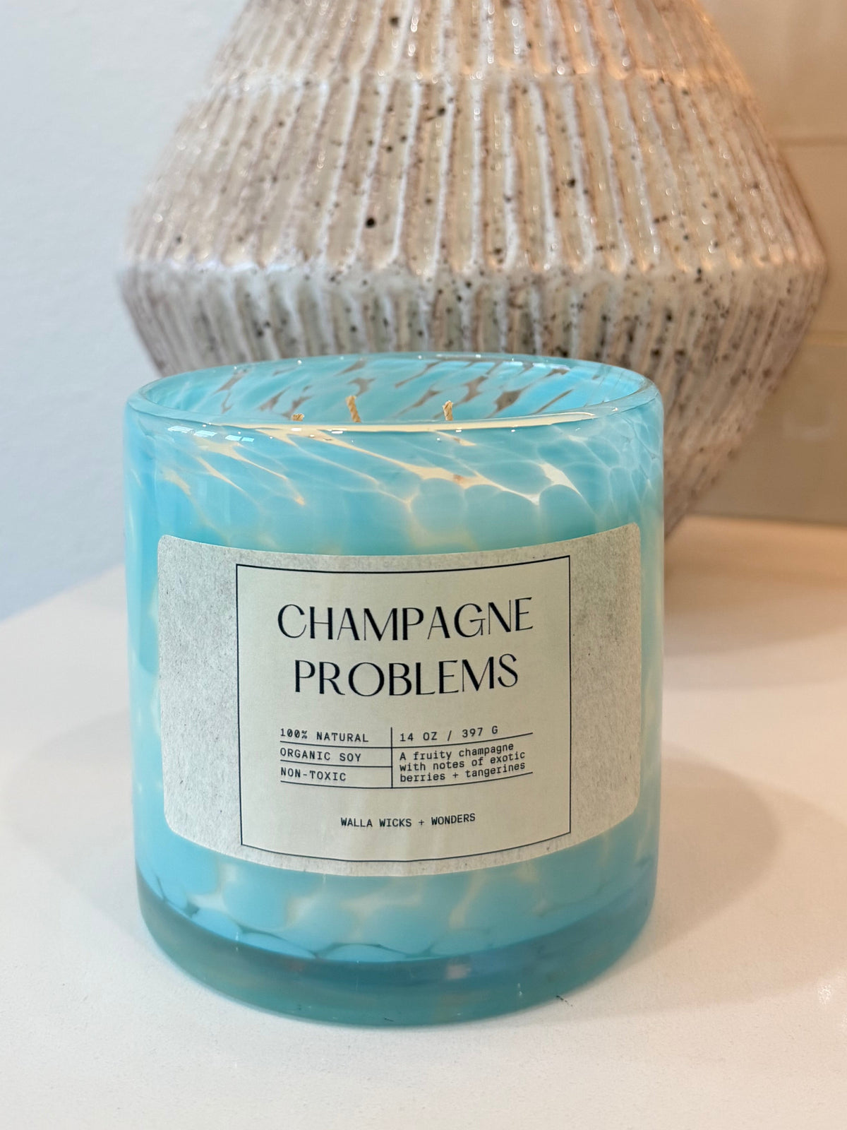 Champagne Problems Hand Blown Glass Jar