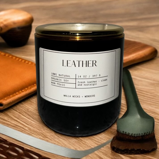 Leather Glass Jar + Lid