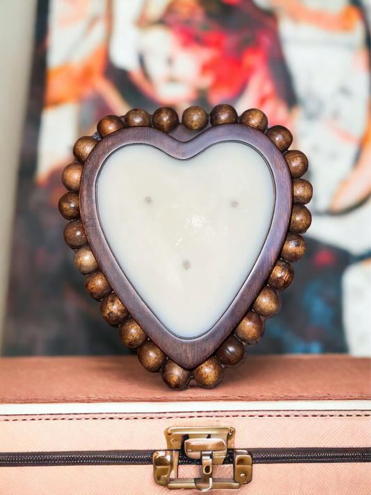 Beaded Heart Wooden Dough Bowl