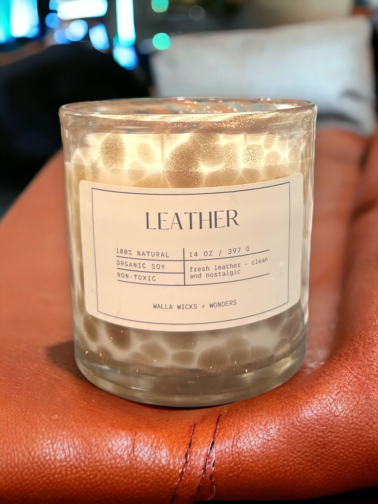 Leather Hand Blown Glass Jar