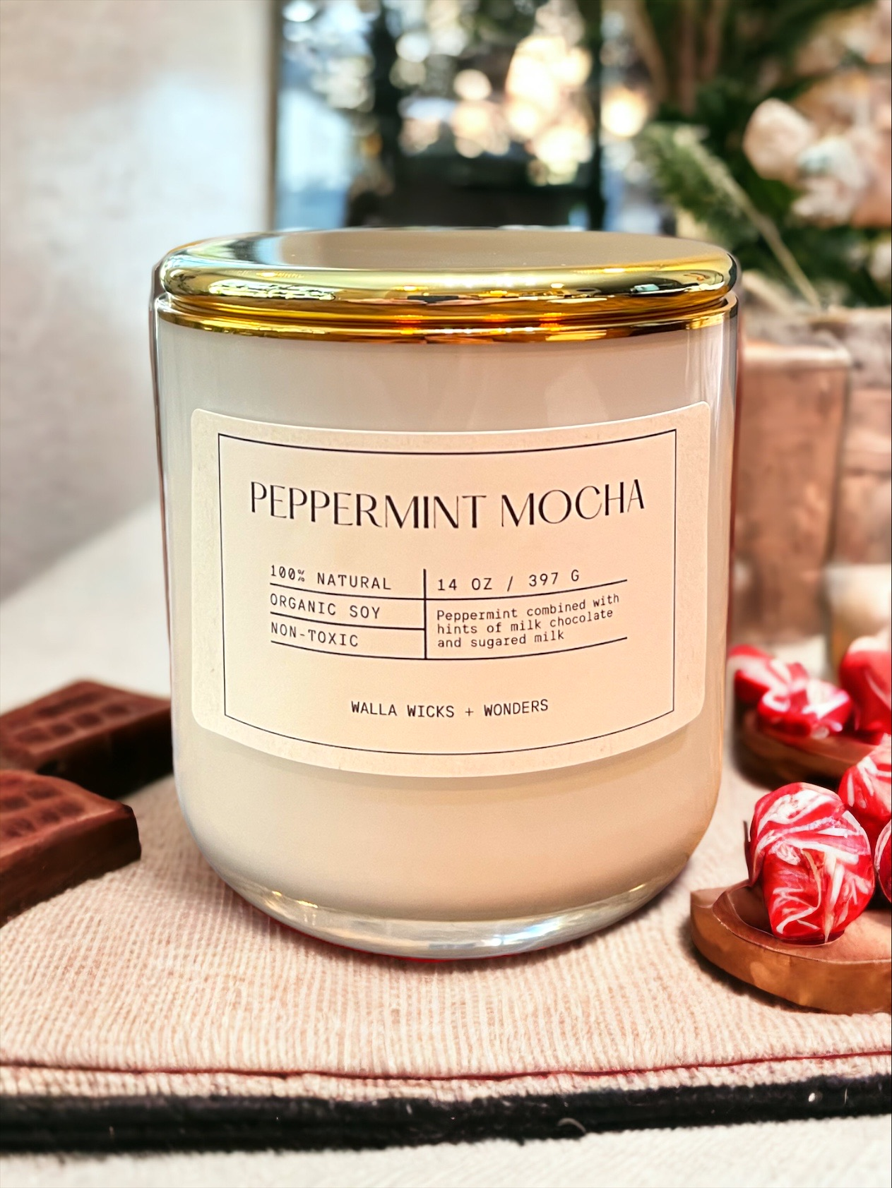 Peppermint Mocha Glass Jar + Lid