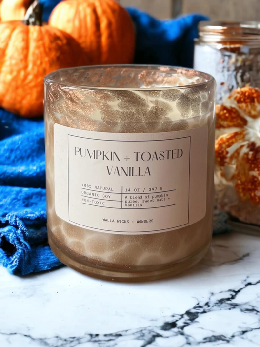 Pumpkin + Toasted Vanilla Hand Blown Glass Jar