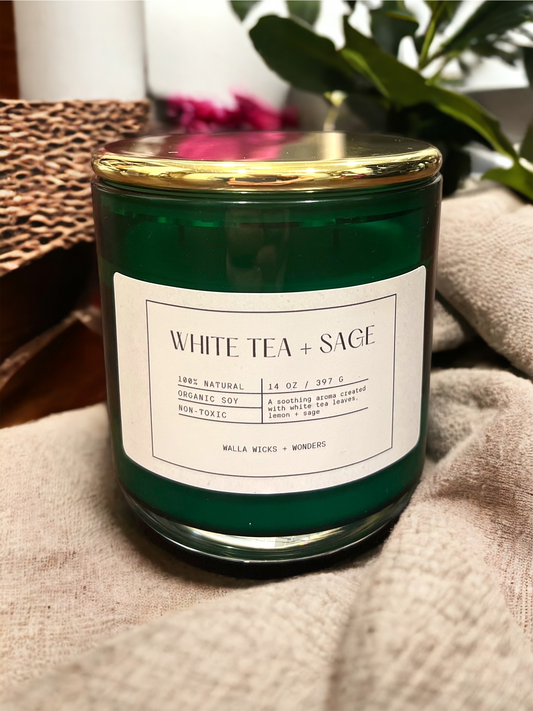 White Tea + Sage Glass Jar + Lid